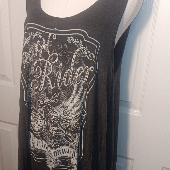 NEW! Vocal Black Graphic "Rough Rider" Tank Top Embellished With Rhinestones - Picture 3 of 12